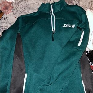 Jets Green and Black Quarter-Zip Jacket